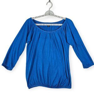 Ann Taylor Vibrant Blue Scoop Neck 3/4 Sleeve Blouse Women's Size XXS